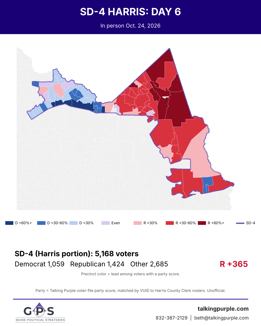 Senate District 4 Harris County portion day 6 early vote map
